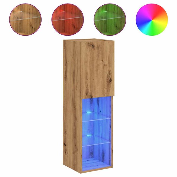 vidaXL Meuble TV avec lumières LED chêne artisanal 30 5x30x102 cm