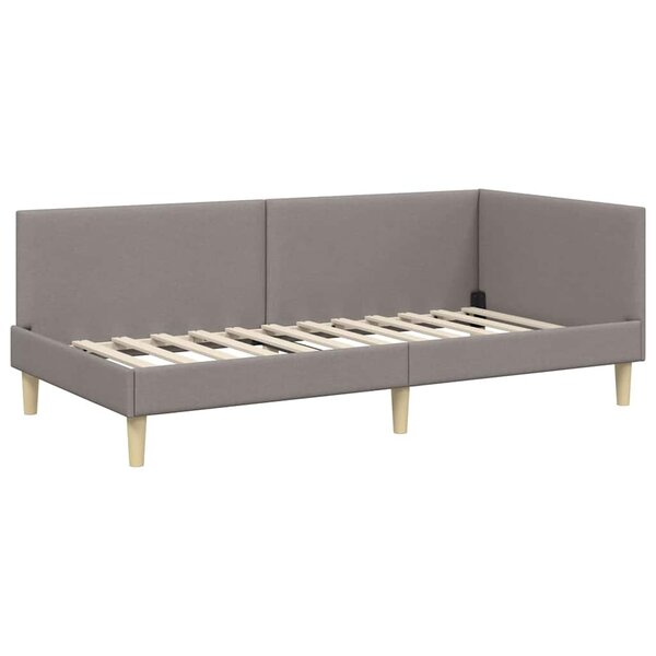 vidaXL Cadre de lit d'angle Autre avec tête de lit Taupe 90 x 200 cm