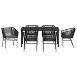 vidaXL Ensemble de salle à manger pour jardin 7 Pièces Noir Standard
