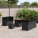 vidaXL Ensemble de canapé de jardin 8 Pièces Noir polyrotin