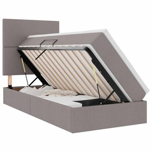 vidaXL Lit de rangement LED avec matelas Taupe 90 x 190 cm Tissu