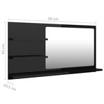 vidaXL Miroir de salle de bain noir brillant bois d’ingénierie