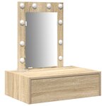 vidaXL Table de Maquillage Murale avec LED en Chêne Sonoma