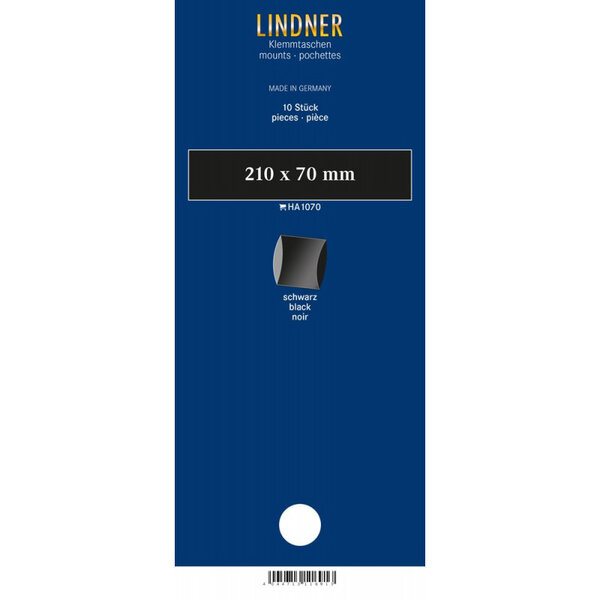 Bandes double soudure 210 x 70 mm pour timbres-poste. Fond - Noir