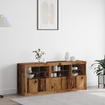 vidaXL Buffet avec éclairage LED Bois Ancien 162x37x67 cm Bois reconstitué