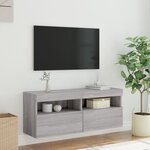 vidaXL Meuble TV mural avec lumières LED sonoma gris 100x30x40 cm