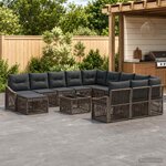 vidaXL Ensemble de canapé de jardin 13 pc Gris polyrotin
