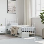 vidaXL Cadre de lit métal sans matelas avec pied de lit blanc 75x190cm