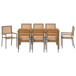 vidaXL Ensemble de salle à manger pour jardin 9 Pièces Gris Poly rotin