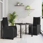 vidaXL Ensemble de salle à manger pour jardin 3 Pièces Noir polyrotin