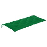 vidaXL Banc de jardin avec coussin vert 120 cm Bois de teck massif