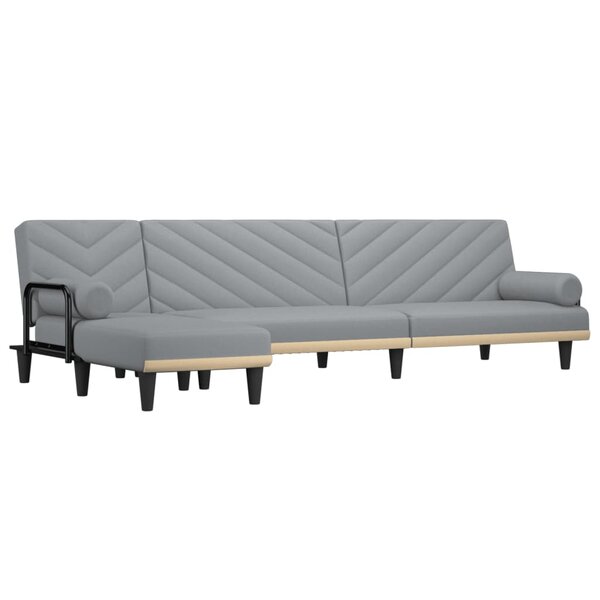 vidaXL Canapé-lit en forme de L gris clair 260x140x70 cm tissu