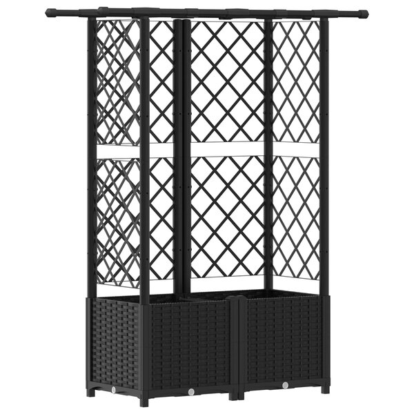 vidaXL Lit Élevé avec Treillis et Toit Noir 124 x 40 x 138 cm PP