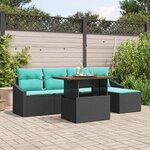 vidaXL Ensemble de salle à manger pour jardin 6 Pièces Noir et Sarcelle