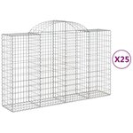 vidaXL Paniers à gabions arqués 25 Pièces 200x50x120/140 cm Fer galvanisé