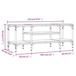 vidaXL Meuble TV sonoma gris 121x35x45 cm bois d'ingénierie et fer