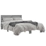 vidaXL Cadre de lit sonoma gris 140x190 cm bois d'ingénierie et métal