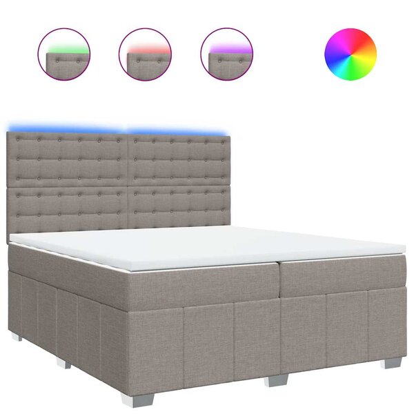 vidaXL Sommier à lattes de lit avec matelas Taupe 200x200 cm Tissu