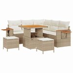 vidaXL Ensemble de canapé de jardin 8 Pièces Beige Poly rotin