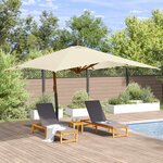 vidaXL Parasol de jardin en porte-à-faux avec mât en bois blanc sable