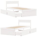 vidaXL Cadre de lit sans matelas blanc 100x200 cm bois de pin massif