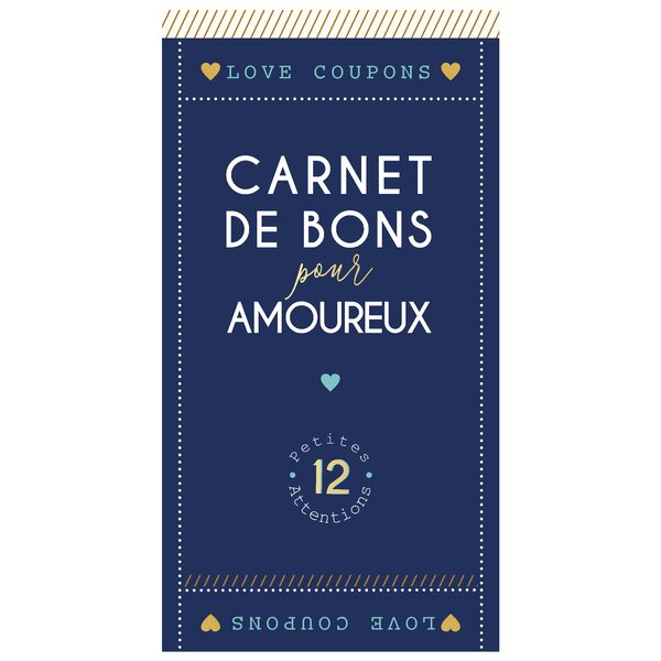 Carnet de bons pour les amoureux - 12 chèques - Bleu marine - Draeger
