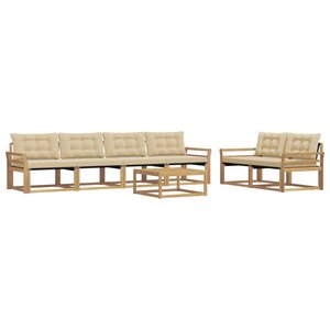 vidaXL Ensemble de canapés d'extérieur 7 Pièces Blanc et Beige