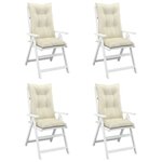 vidaXL Coussins de chaise de jardin dossier haut lot de 4 crème tissu