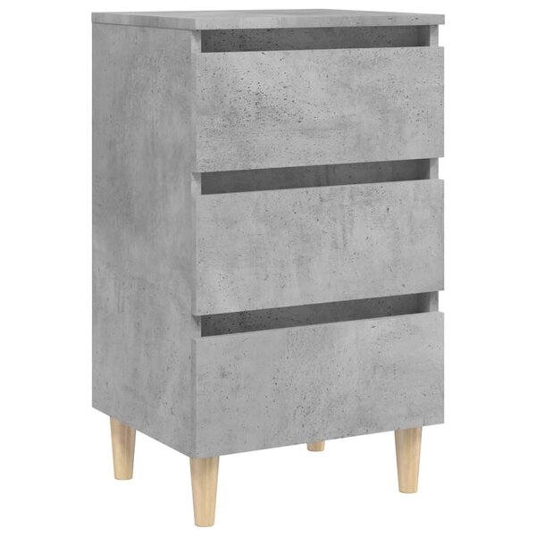 vidaXL Table de chevet avec pieds en bois solide gris béton 40x35x69cm