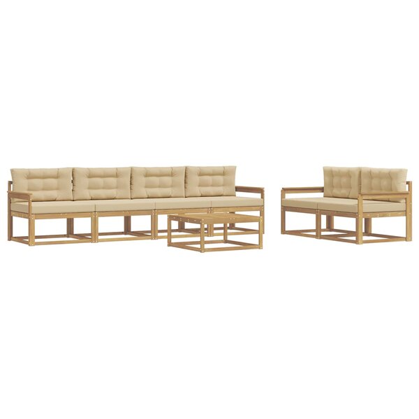 vidaXL Ensemble de canapés d'extérieur 6 pc Blanc et Beige