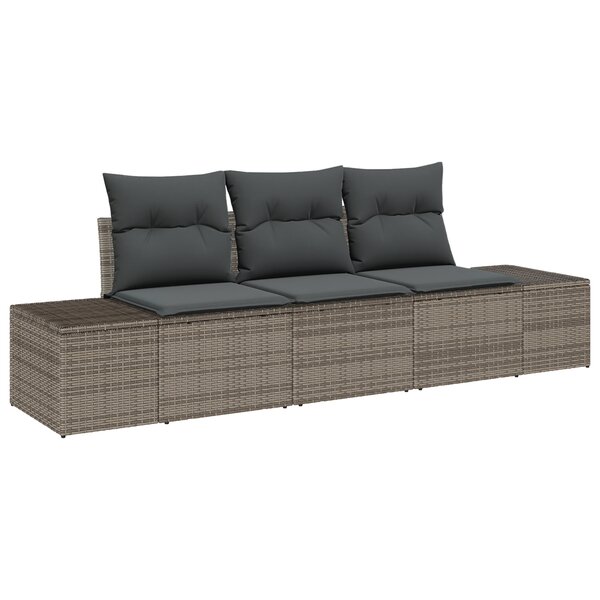 vidaXL Ensemble de canapé de jardin 3 pièces avec coussins Gris en poly rotin