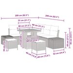 vidaXL Ensemble de canapé de jardin avec coussin 8 Pièces Noir Poly rotin