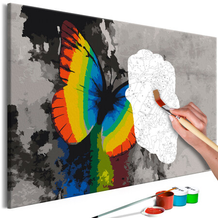 Tableau à peindre par soi-même - colourful butterfly l x h en cm 60x40