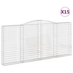 vidaXL Paniers à gabions arqués 15 Pièces 400x30x180/200 cm Fer galvanisé