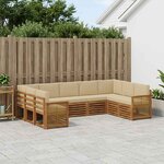 vidaXL Ensemble de canapé d'angle avec coussin 7 Pièces Naturel
