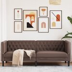 vidaXL Canapé à 3 places Chesterfield marron similicuir