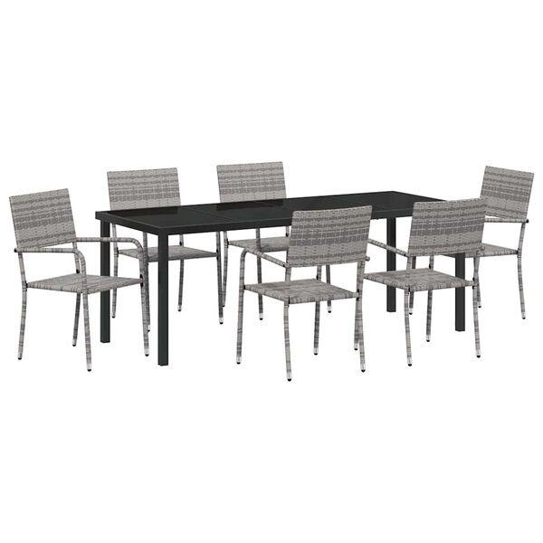 vidaXL Ensemble de salle à manger pour jardin 7 Pièces Gris polyrotin