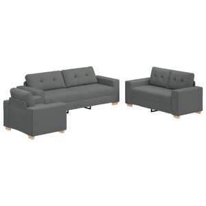 vidaXL Canapé 3 Pièces Gris foncé 221 x 80 x 80 cm Tissu en lin mélangé