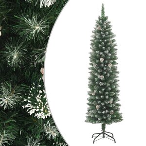 vidaXL Sapin de Noël artificiel mince avec support 240 cm PVC