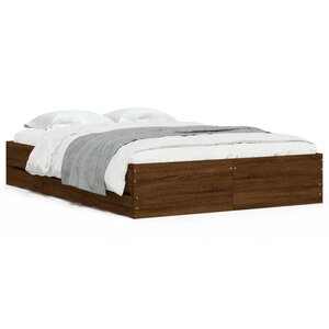 vidaXL Cadre de lit avec tiroirs sans matelas chêne marron 120x190 cm