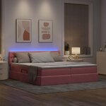 vidaXL Lit de rangement LED avec matelas Rose 180 x 200 cm Velours