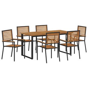 vidaXL Ensemble de salle à manger pour jardin 7 Pièces Noir