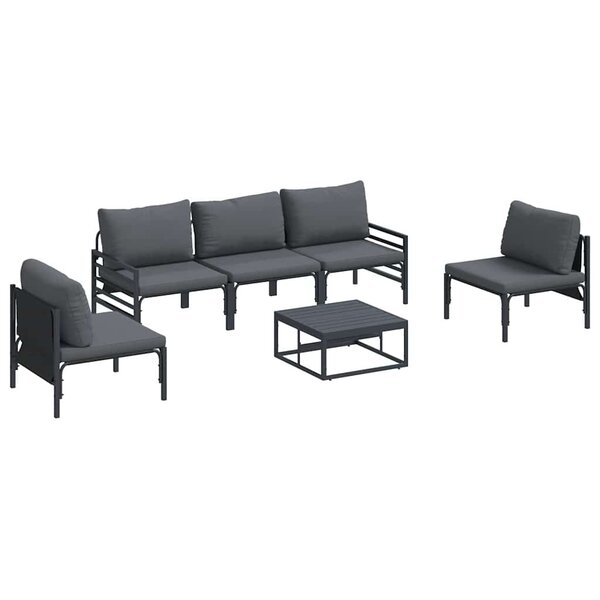 vidaXL Ensemble de canapé de jardin 6 pc Noir Acier