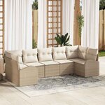 vidaXL Ensemble de canapé de jardin 7 Pièces Beige  blanc Poly rotin