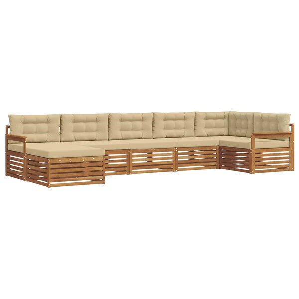 vidaXL Ensemble de canapés d'extérieur 7 Pièces Naturel et Beige