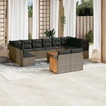 vidaXL Salon de jardin avec coussins 13 Pièces gris résine tressée