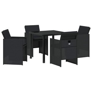 vidaXL Ensemble de salle à manger pour jardin 5 Pièces Noir polyrotin