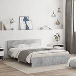vidaXL Cadre de lit avec LED sans matelas gris béton 160x200 cm