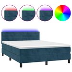 vidaXL Sommier à lattes de lit avec matelas LED Bleu foncé 140x190 cm