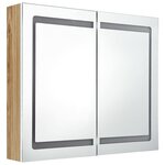 vidaXL Armoire de salle de bain à miroir à LED Blanc et chêne